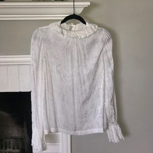 TopShop snakeskin top with ruffled collar/sleeves